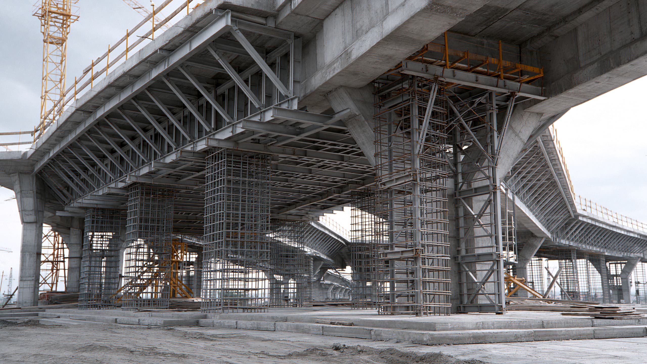 Reinforced concrete infrastructure under construction