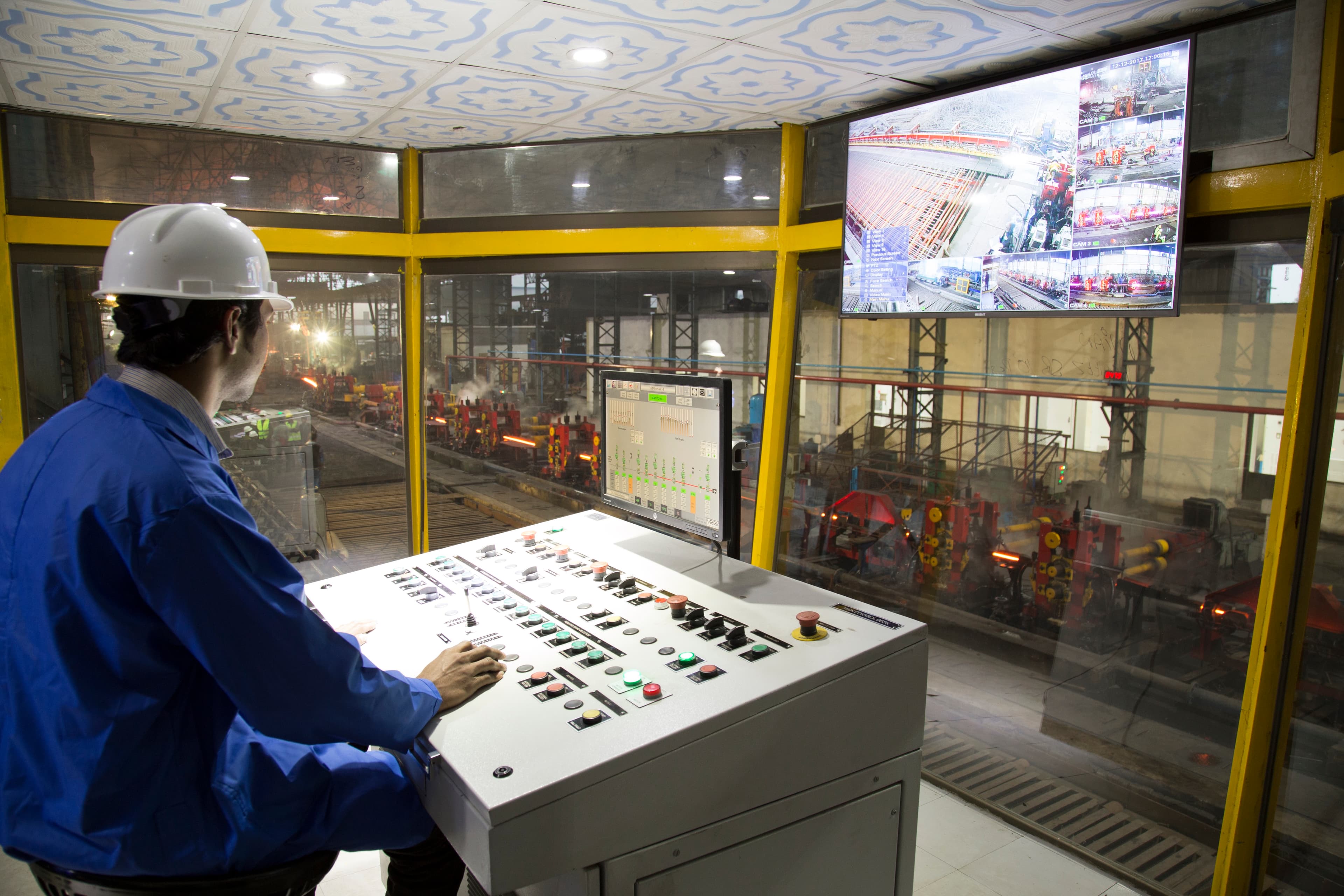 AFCO Steel operator at the plant control room